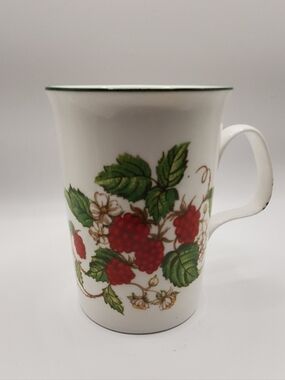 Roy Kirkham (Replacement) Fine China Cup.  White Red Raspberry Floral Design.